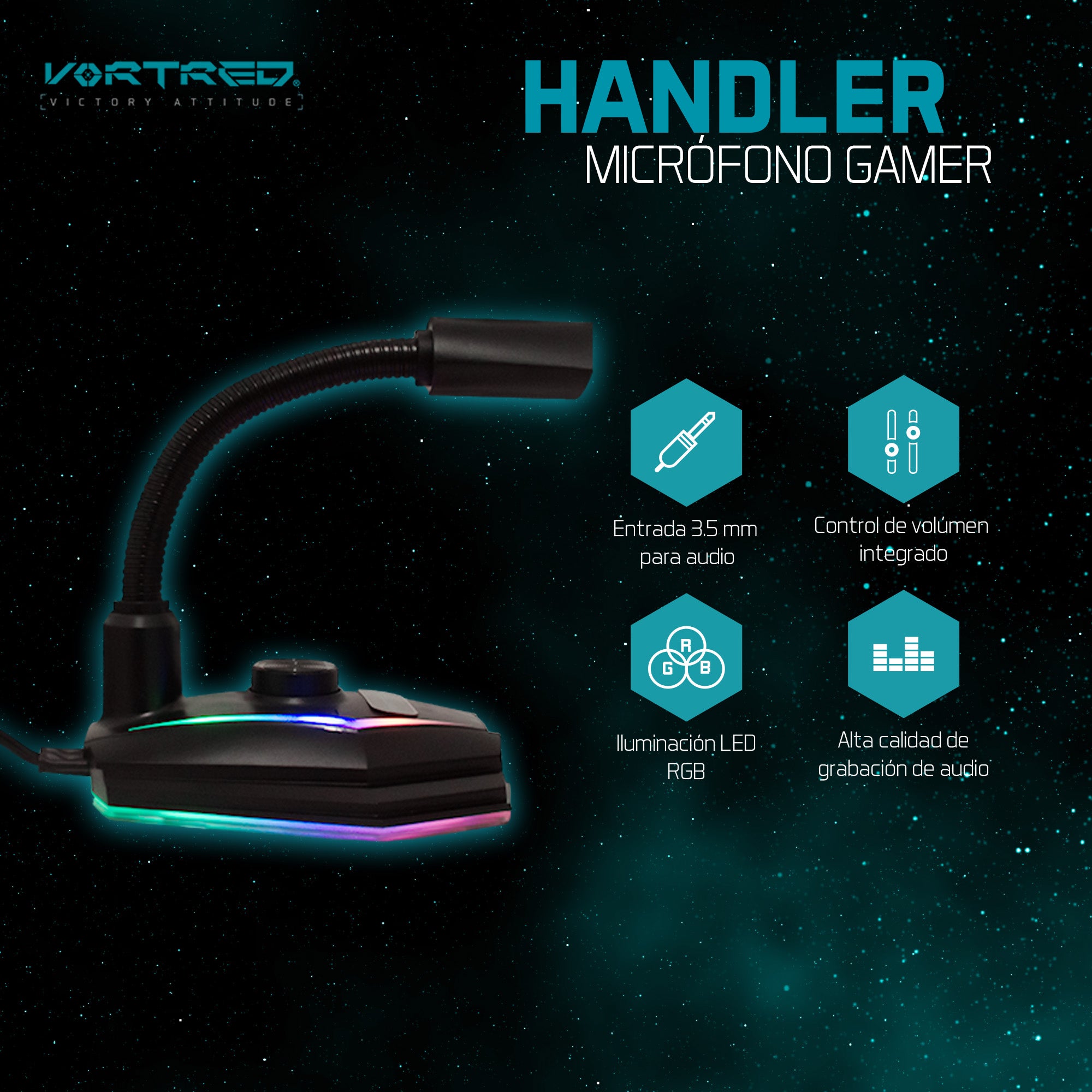 Micrófono Gaming Luz LED RGB Handler